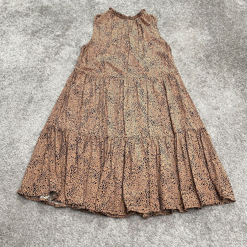 Old Navy Leopard A-Line Relaxed Midi Dress Womens Medium Brown Sleeveless Boho - Picture 2 of 13